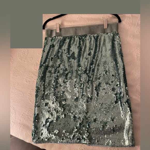 EUC Vince Camuto Sz 8 aquamarine sequin pencil skirt (worn 1 time) - Picture 2 of 10
